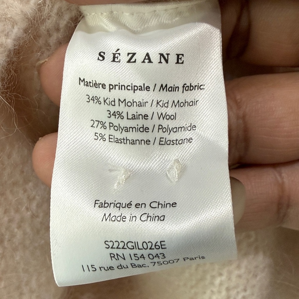 Sezane Women's Mia Natural Beige Wool Kid Mohair Comfy Cardigan Button Front XS - Picture 7 of 8